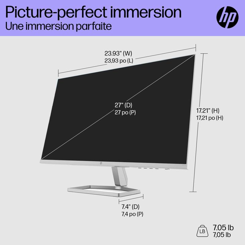 Monitor HP M27fw FHD de 27 polegadas com AMD FreeSync Tecnologia